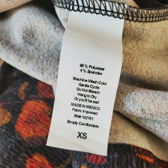 LuLaRoe Nicole Fit‎ & Flare A-Line Dress Black Gold Mustard Red Floral Leaves XS - Picture 4 of 12